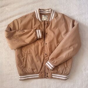 Ci Sono Beige Padded Jacket with Striped Collar